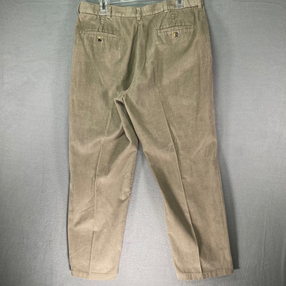 Haggar Corduroy Pants Mens 36x29 Beige Flat Front Classic Casual - Picture 2 of 10